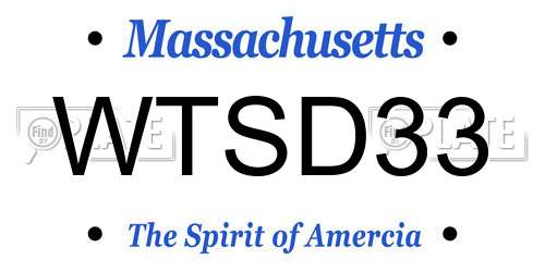 WTSD33 Massachusetts License Plate