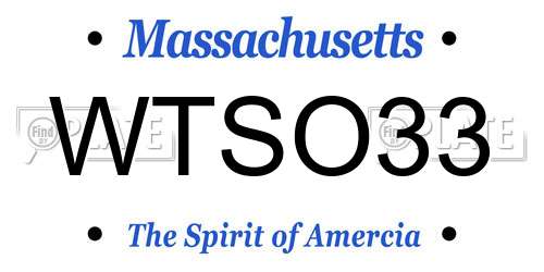 WTSO33 Massachusetts License Plate