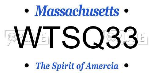 WTSQ33 Massachusetts License Plate