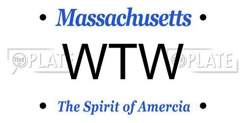 WTW Massachusetts License Plate