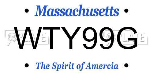 WTY99G Massachusetts License Plate