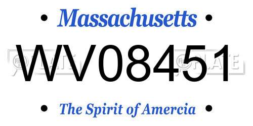 WV08451 Massachusetts License Plate