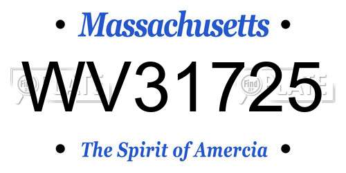 WV31725 Massachusetts License Plate