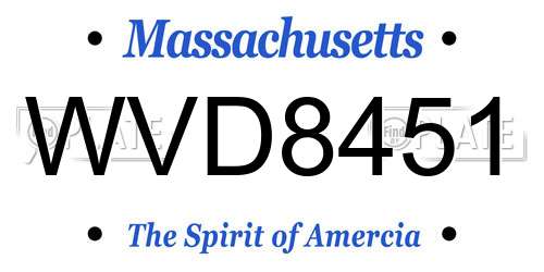 WVD8451 Massachusetts License Plate