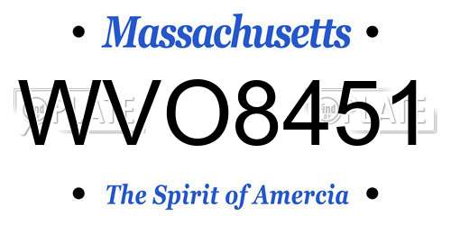 WVO8451 Massachusetts License Plate