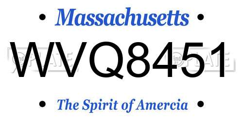 WVQ8451 Massachusetts License Plate
