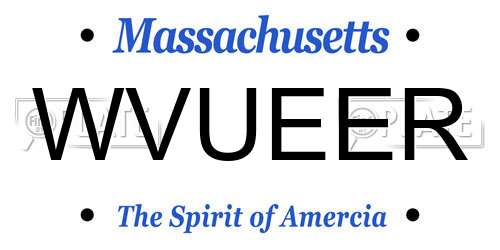 WVUEER Massachusetts License Plate