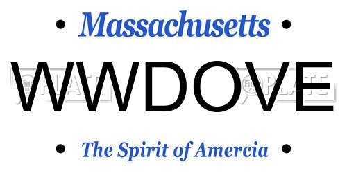 WWDOVE Massachusetts License Plate