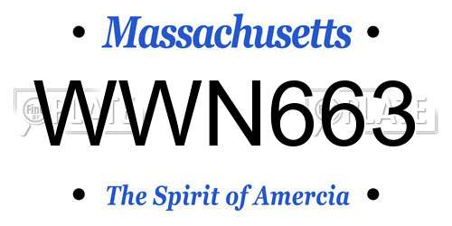 WWN663 Massachusetts License Plate