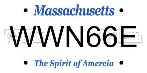 WWN66E Massachusetts License Plate