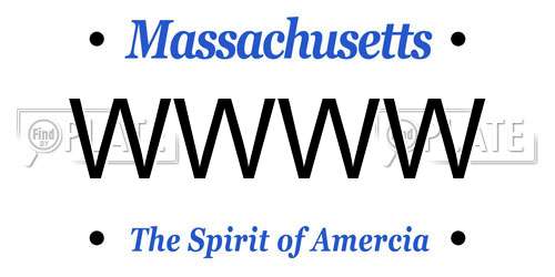 WWWW Massachusetts License Plate