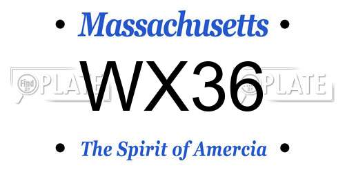 WX36 Massachusetts License Plate