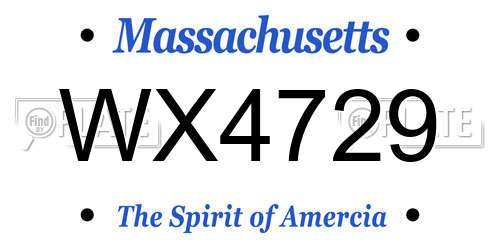 WX4729 Massachusetts License Plate