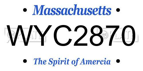 WYC2870 Massachusetts License Plate