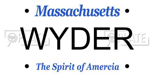 WYDER Massachusetts License Plate