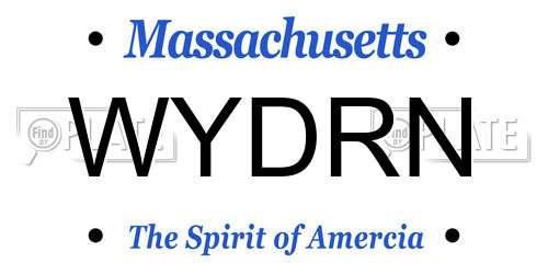 WYDRN Massachusetts License Plate