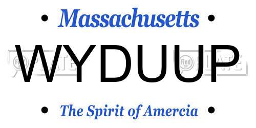 WYDUUP Massachusetts License Plate