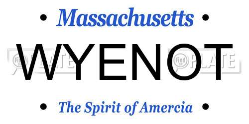 WYENOT Massachusetts License Plate
