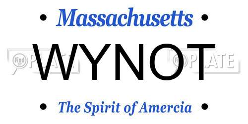 WYNOT Massachusetts License Plate