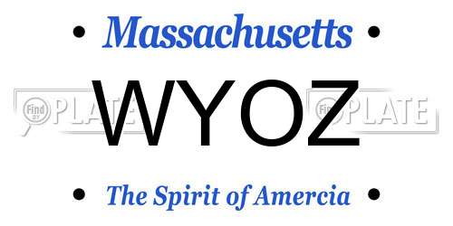 WYOZ Massachusetts License Plate