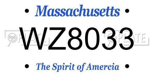 WZ8033 Massachusetts License Plate