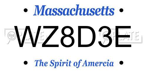 WZ8D3E Massachusetts License Plate