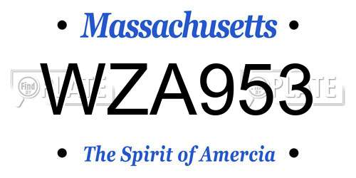 WZA953 Massachusetts License Plate