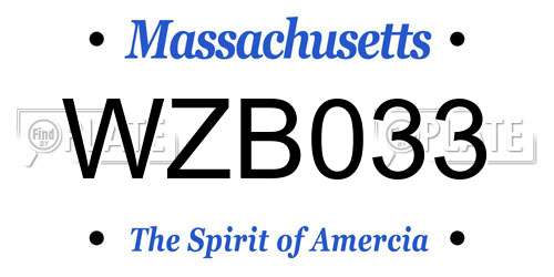 WZB033 Massachusetts License Plate