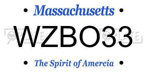 WZBO33 Massachusetts License Plate