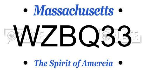 WZBQ33 Massachusetts License Plate