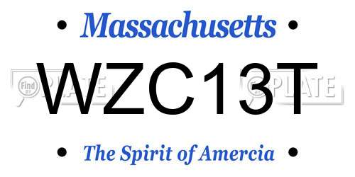 WZC13T Massachusetts License Plate
