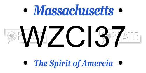 WZCI37 Massachusetts License Plate