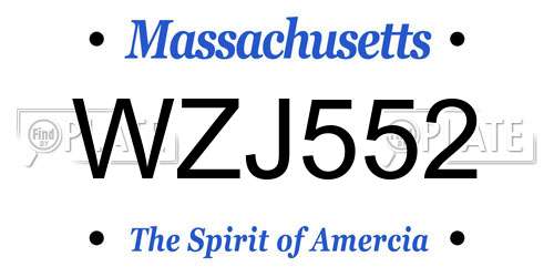 WZJ552 Massachusetts License Plate
