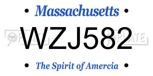 WZJ582 Massachusetts License Plate