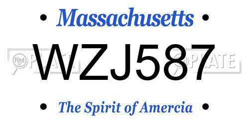 WZJ587 Massachusetts License Plate