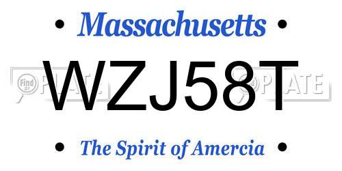 WZJ58T Massachusetts License Plate