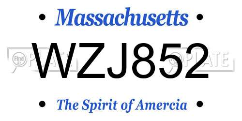 WZJ852 Massachusetts License Plate