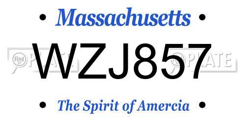 WZJ857 Massachusetts License Plate