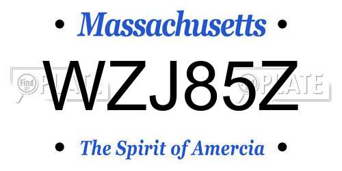 WZJ85Z Massachusetts License Plate