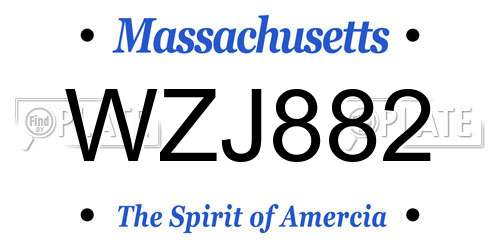 WZJ882 Massachusetts License Plate