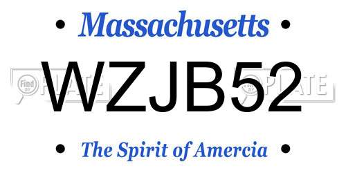 WZJB52 Massachusetts License Plate