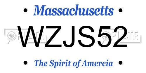 WZJS52 Massachusetts License Plate