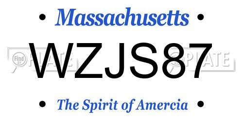 WZJS87 Massachusetts License Plate