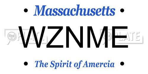 WZNME Massachusetts License Plate