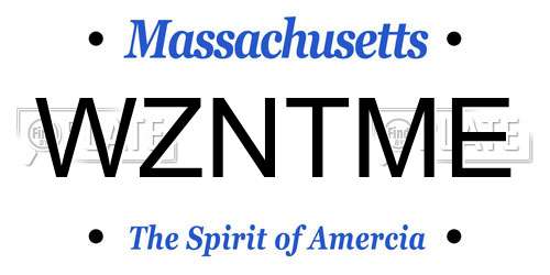 WZNTME Massachusetts License Plate