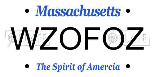 WZOFOZ Massachusetts License Plate
