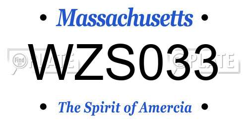 WZS033 Massachusetts License Plate