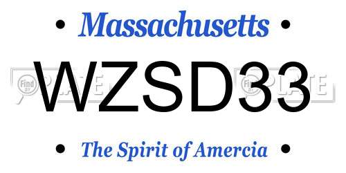 WZSD33 Massachusetts License Plate