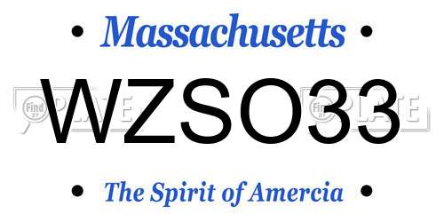 WZSO33 Massachusetts License Plate