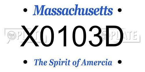 X0103D Massachusetts License Plate